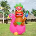 Shappy 5 ft Inflatable Tiki Flamingo Surfboard Luau Hawaiian Party Decorations Summer Inflatables Outdoor LED Lighted Tiki Blow up Beach Tropical Pool Surfing Yard Party Supplies Favors(Delicate)