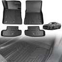 TripleAliners 3PCS Floor Mats Fit for 2026 2025 2024 Ford Mustang Front Rear Full Set Full Protection 1st & 2nd Row All Weather TPE Anti-Slip Custom Fit Floor 1st & 2nd Row 3-PC Liners