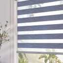 Persilux Blackout Cordless Zebra Blinds for Windows (35" W x 64" H, Dark Grey) with Upgraded Cassette Free-Stop Dual Layers Sheer Roller Shades for Home and Office