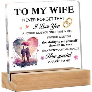 Romantic Gifts for Wife Christmas Birthday Valentine's Day Wedding, to My Wife Clear Acrylic Sign for Home, 4 x 4 Inches