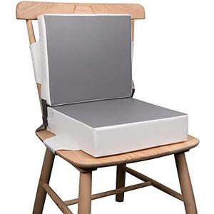 Kalawen Booster Seat for Kitchen Chair, Upgraded 2Pcs PU Washable Straps Safety Buckle Kids Toddler Booster Seat for Table (Gray-1)