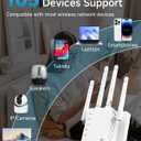 1200Mbps Dual Band (5GHz/2.4GHz) WiFi Extender Signal Booster 360 12,880 Sq.ft Coverage, WiFi Extender for 105-Device Support, 1-Tap Setup and One Ethernet Port