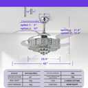 BAYSQUIRREL Retractable Ceiling Fan with Light and Remote/APP Control, Bluetooth Ceiling Fans with Speaker, RGB-LED Light 6 Speeds Reversible Blades,Chandelier Crystal Ceiling Fan with Lights
