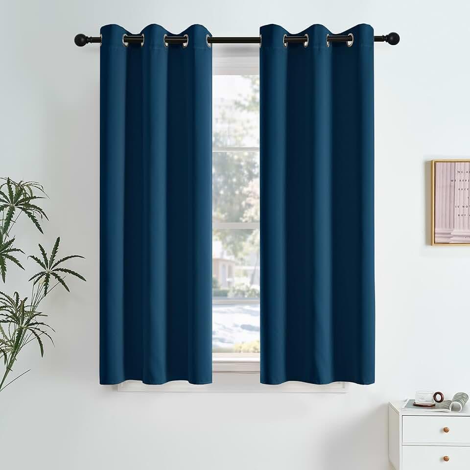 NICETOWN Morrocan Blue Decor Room Darkening Curtains 63 Inches Long 2 Panels for Living Room, Bedroom, Nursery Summer Thermal Insulated Blackout Drapes Grommet Noise Reducing Window Curtains, W40 OEKO-TEX STANDARD 100