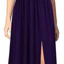 WOOSEA Women Sleeveless Scoop Neck Split Loose Sexy Plain Long Maxi Casual Dress (Purple, M)