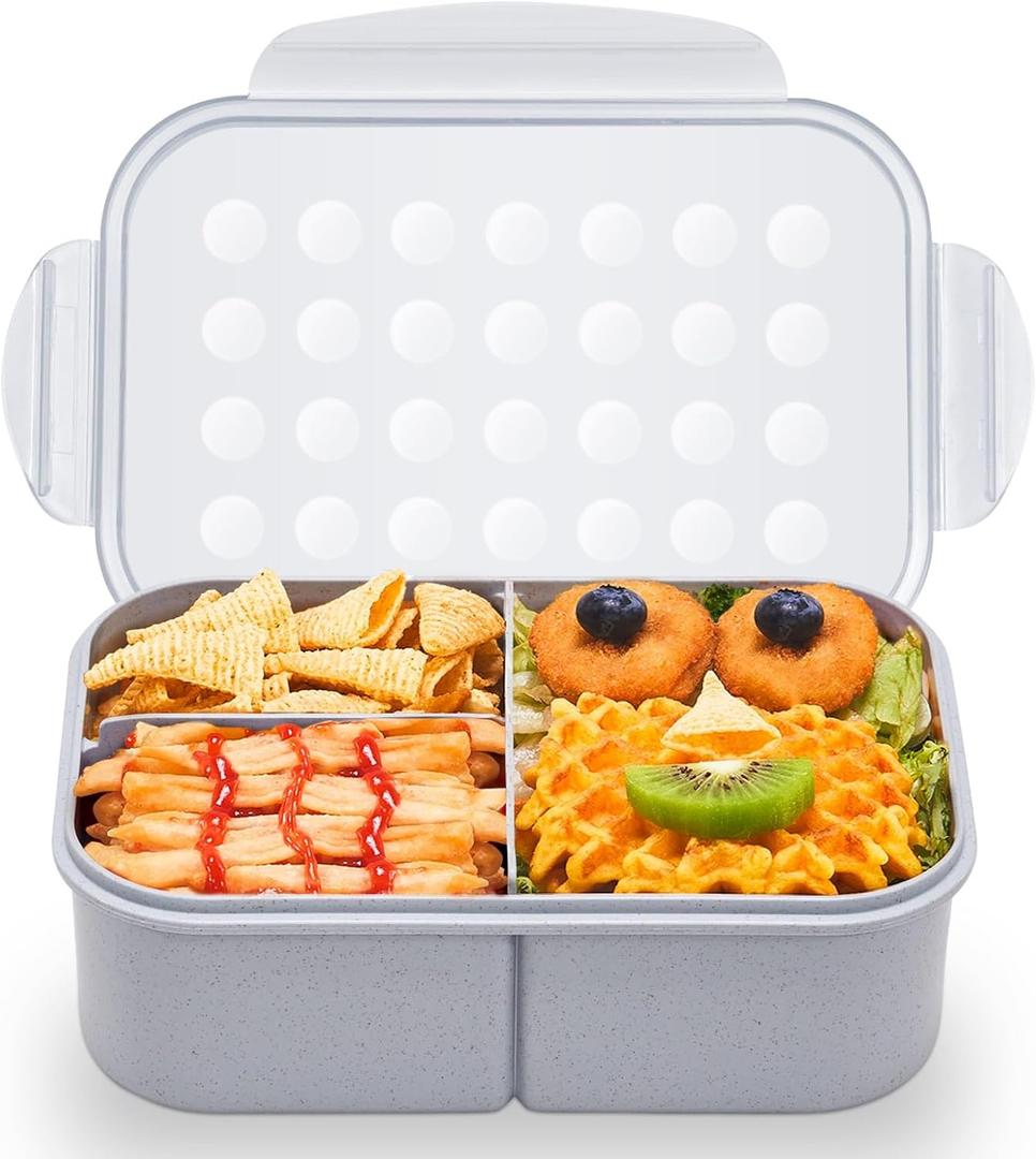 MISS BIG Bento Box,Bento Box Adult,Lunch Box,Leak Proof Lunch Containers,No BPAs and No Chemical Dyes Bento Lunch Box,Dishwasher and Microwave Safe Lunch Containers for Adults(1900ml Gray)