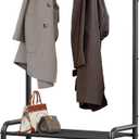 Simple Houseware Coat Rack with Storage Shelf, Black