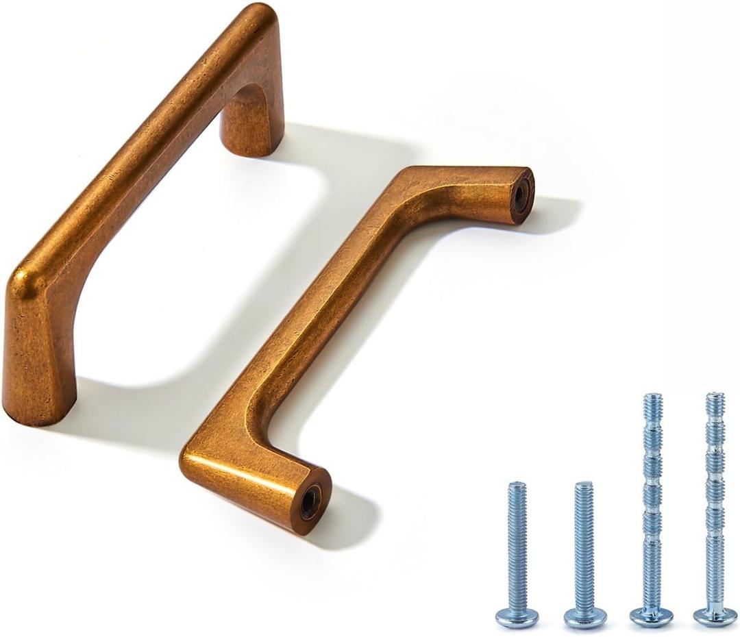 LIMUR 10 Pack 3 Inch (76 mm) Hole Center Antique Brass Cabinet Pulls - Solid Zinc Alloy Kitchen Cabinet Handles, Drawer Pulls,Drawer Handle, Wardrobe & Dresser Handles, Cupboard Hardware