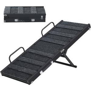 Dog Ramp for Bed, 39.8'' Long Foldable Dog Ramp for Couches & Cars, 5 Adjustable Heights from 11.6" to 23.2" with Anti-Slip Mat & Safety Rails, Small Medium Dog Up to 50 lbs, Black DRHB1001
