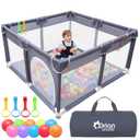 Orian Baby Playpen Large Playpen for Babies and Toddlers, Oxford Fabric, Indoor & Outdoor Play Pen, 10 Colorful Balls, 4 Pull-Up Rings, Carry Bag (50x50)