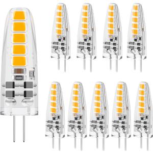 DiCUNO G4 LED Bulb Dimmable, 12V, JC Bi-Pin Base Light Bulbs 2W, Warm White 2700K, 20W T3 Halogen Replacement for Landscape Lighting, Under Cabinet Lighting, RV, Chandelier, 185 Lumen, 10-Pack