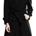 Escalier Women's Wool Trench Coat Winter Double-Breasted Jacket with Belts, Medium