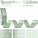 2 x MEEDEE Sage Green Ribbon 1 Inch Sage Green Satin Ribbon Lux Double Faced Satin Ribbons by 50 Yards Polyester Green Wrapping Ribbons for Crafts, Weddings, Flower Bouquet, Holiday Decorating