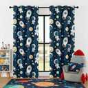 Kids Space Astronaut Planets Rockets Blackout Curtains - 100% Blackout, Thermal Insulated, Noise Reducing, for Kids Room and Nursery, 2 Panels (Astro Buddy Rockets, W52×L84)
