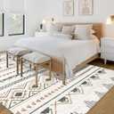 Area Rug for Living Room 9x12: Large Washable Boho Moroccan Rugs Geometric Neutral Rug, Non-Slip Foldable Morden Farmhouse Indoor Floor Carpet for Bedroom Dining Table Home(Brown Green,9'x12')