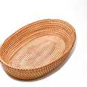 12.6 Inch Woven Bread Basket Fruit Basket for Kitchen Counter Wicker Handmade Long Bread Serving Basket Food Organizer Display Basket Storage Basket for Spoon Fork Napkin