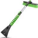 HEEYA Car Ice Scraper with 12.6 Inch Large Brush Head, Snow Brush and Ice Scraper for SUV Windshield Window, Extendable Snow Scraper for Truck Automobile Vehicle - Green