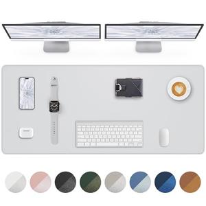PU Leather Desk Pad Protector - 48" x 17" Office Desk Mat, Non-Slip, Waterproof, Ivy White