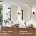 Gold Oval Mirror, 24"x36" Oval Bathroom Mirror, Vanity Mirror with Brushed Metal Frame, Wall Mount Mirrors Decor for Bathroom, Bedroom, Entryway, Living Room(Hangs Horizontally or Vertically)