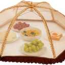 Food Nets for Outdoors,Fruit Cover Against Fruit Flies,Picnic Food Covers Mesh Reusable Collapsible for Picnics,Outdoor Camping, BBQ Accessories Kitchen & Dining (Brown Edge, 24")