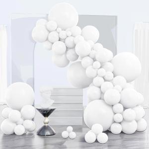 PartyWoo White Balloons 140 pcs Different Sizes of 18 12 10 5 Inch White Balloons Arch Kit Garland for Wedding Baby Shower Birthday Bridal Shower Graduation Engagement Party Decorations White