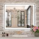Amorho 30"x 36" LED Bathroom Mirror with Black Frame, Front Light and Backlit(Controlled Separately), Stepless Dimmable, Anti-Fog, Shatter-Proof, 3 Colors, Memory