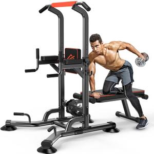 SQUATZ Pull-Up Workout Station with Bench - Multifunctional Gym Equipment Setup w/Pulling Bar, Sit-Up Board, Backrest, Elbow Pad, & Steel Main Frame, Great for Home Exercise and Weight Training SQUATZ Pull-Up Workout Station with Bench - Multifunctional Gym Equipment Setup w/Pulling Bar, Sit-Up Board, Backrest, Elbow Pad, & Steel Main Frame, Great for Home Exercise and Weight Training