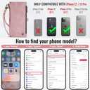 Defencase Compatible with iPhone 12/Pro Case Wallet with RFID Blocking Card Holder for Women Men, PU Leather Magnetic Snap Flip Zipper Strap Wallet Phone Case Fit for iPhone 12 & 12 Pro 6.1, Rose Pink | RFID Blocking, Card Holder, for Women Men, PU Leather, Magnetic Snap, Flip