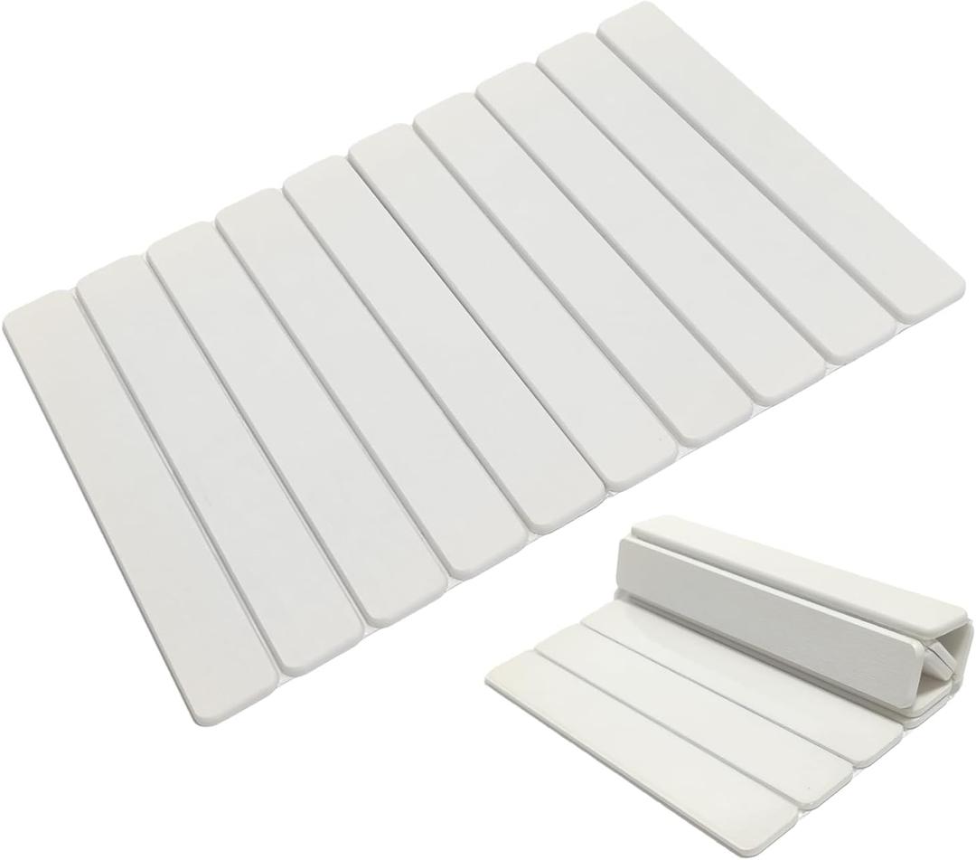 Large Stone Dish Drying Mat for Kitchen Counter, 23.6"(L)15.4"(W), Foldable Diatomaceous Earth Dish Drying Mat, Collapsible Quick Dry Pad for Dishes Bottles Cups Bathroom Any Countertop