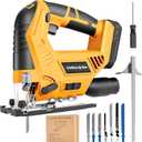 Jig Saw Compatible with Dewalt 20V Max Battery (No Battery), Cordless Jig Saw Brushless Jigsaw Tool with LED Light, 0- 45 Bevel Cuts, 3 Orbital Settings for Straight/Curve/Circle Cutting