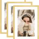 YESKAY 14x20 Picture Frame 3 Pack - Gold Poster Frame Display Pictures 11x17 with Mat or 14 x 20 Without Mat for Wall Hanging Horizontal and Vertical