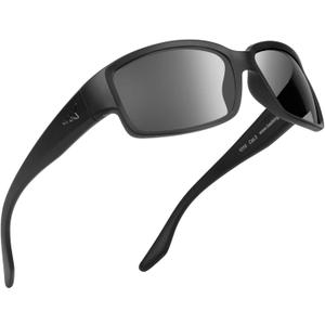 KastKing Skidaway Polarized Sport Sunglasses for Men and Women,Ideal for Driving Fishing Cycling and Running,UV Protection (Color: Frame: Matte Black / Lens: Smoke)