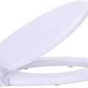 Soft Elongated Vinyl Toilet Seat, White - 19 Inch Soft Vinyl Cover with Comfort Foam Cushioning - Fits All Elongated Size Fixtures - Easy to Install Fantasia by Achim Home Decor