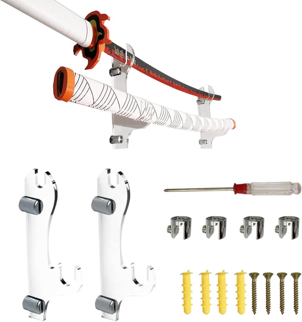 Yayatty Sword Stand, Sword Hooks, Transparent Sword Display Adjustable Acrylic Stand Sword Holder for Sword Hanger Holder Rack