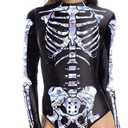 Womens Halloween 3D Skeleton Costume Cosplay Print Tights (Large-X-Large, Black)