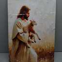 Jesus And Lamb Canvas Wall Art Christian Bible Story Jesus Leaves The 99 Sheep Wall Decor Pictures Jesus Finds The Lost Lamb Poster Print For Living Room Bedroom Church Decoration Prepare To Hang