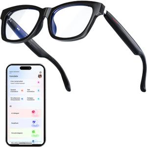 AI Smart Glasses, Bluetooth Audio Glasses for Men Women, Blue Light Smart Glasses with Noise Cancelling, Hands-Free Calls, Music & Voice Control for Work/Study/Travel, iOS/Android