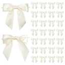 LIZLOVESS Ivory Satin Ribbon Twist Tie Bows 5 Inch Pre-Tied Ivory Gift Bows for Crafts, Treat Bags, Party Favors, Wedding, Baby Shower, Candy Apple, Christmas Tree (36 Pack)