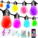 Smart Outdoor String Lights Waterproof 36FT with 15 Dimmable RGB LED Edison Bulbs USB Powered,Indoor/Outside String Lights,Color Change 213 Scene Modes, Remote/APP Control,Decor Patio Garden Camping
