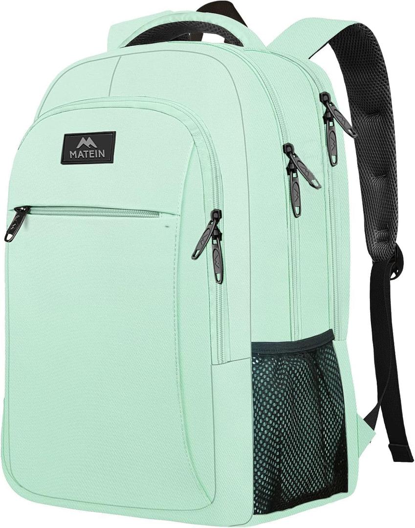 MATEIN Travel Laptop Backpack, 15.6 Inch Computer Backpack, Slim Lightweight Fashion Water Resistant Womens Traveling Backpack Casual Daypack for College Office, Mint Green