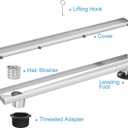 Offset Linear Shower Drain, Shower Drain 24 inch with 2-in-1 Tile Insert Cover, Brushed AISI 304 Stainless Steel Side Outlet Shower Floor Drain with Hair Catcher and Adjustable Feet