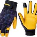 Kids Genuine Leather Work Gloves, Safety Gloves, Touch Screen, Reflective, Breathable Design, for Children Age 2-12