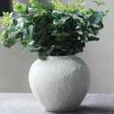 Denique White Ceramic Vase - Textured Vintage Farmhouse Tall Vase for Living Room Centerpiece Decor (A-20cm) (A-7.87inch Height)