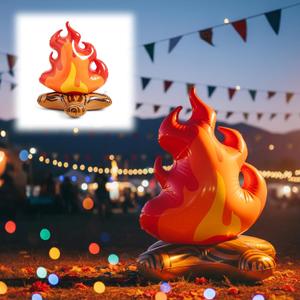 Sumind 24 Inch Large Inflatable Campfire Props Fake Flame Camping Party Decoration Indoor Outdoor Overnight Camping Game Fire Props Artificial Bonfire Firewood Toys for Christmas Kids Boys