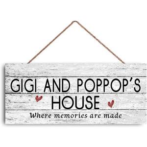 Wooden Sign, 12x6 inch, Gigi and POPPOP's House Where Memories Are Made, Distressed Style, Gift for Grandparents, Indoor Outdoor