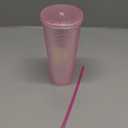 Studded Tumbler With Straw Tumblers With Lids And Straws Pink Tumbler With Straw Textured Cup BPA-Free Double-Wall Plastic Tumblers for Iced Coffee Cold Drinks or Water 24 Oz