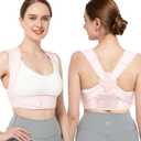 Vicorrect Posture Corrector for Women - Upper Back Brace Adjustable & Breathable for Posture Correction: Neck Shoulder & Upper Back Pain Relief (Pink B, S/M)