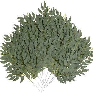 36pcs Artificial Italian Ruscus Greenery Stems 21" Faux Greenery Picks Silk Willow Leaves Stems Hanging Spray for Wedding Arch Bridal Bouquet Table Centerpieces Crafts Vase Filler Home Decor