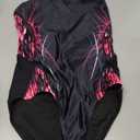 Beautyin Women One Piece Athletic Lap Swimming Competition Racing Swimsuit (Medium, Black/Red/Print)