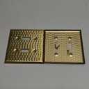 Monarch Abode 2-Gang Toggle Wall Plate, Hand Hammered Metal Switch Wall Plate, Decorative Light Switch Cover Plate for Electrical Outlet, Brushed Gold